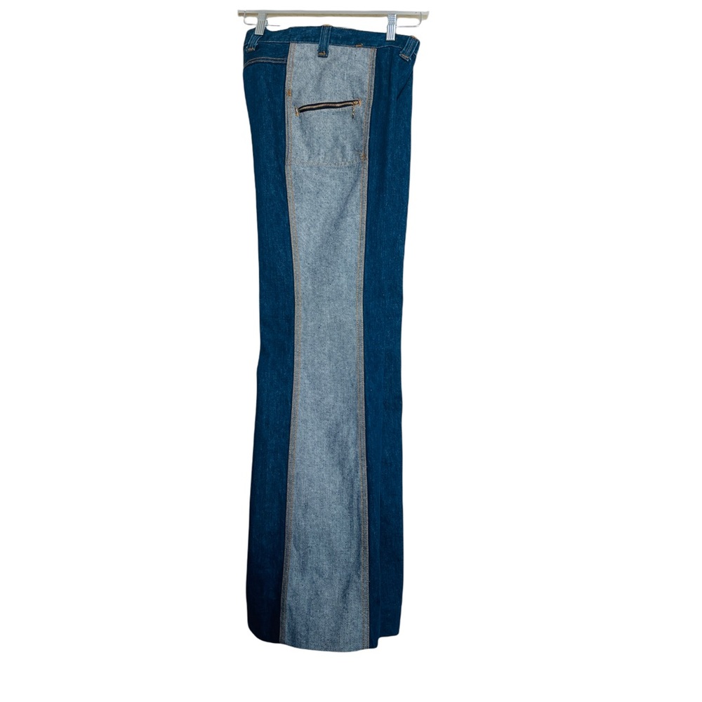 Rare 1970's Vintage Lee's High Waisted Two Toned Patchwork Bell Bottom Jeans - Picture 6 of 12